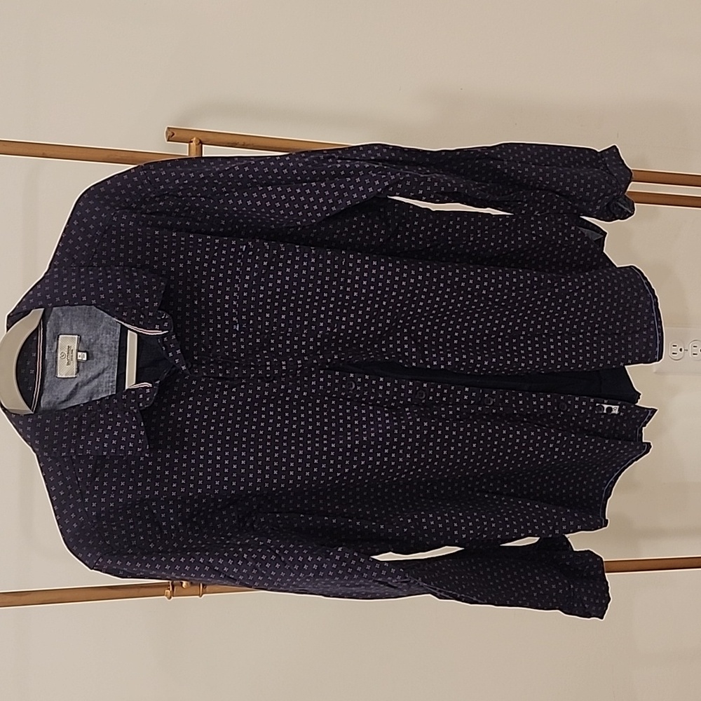 Burnside Navy Blue Patterned Men's Shirt